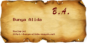 Bunya Alida névjegykártya